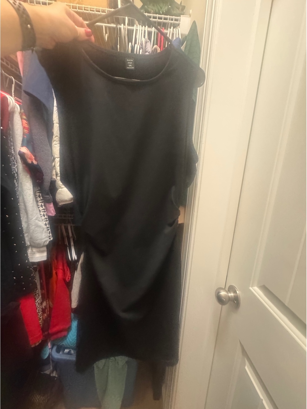 Black Ruched Size 1X Midi Dress Sleeveless Stretch Fitted Sexy Evening Dress